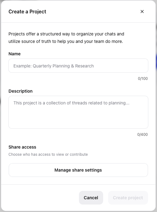 Creating a Project