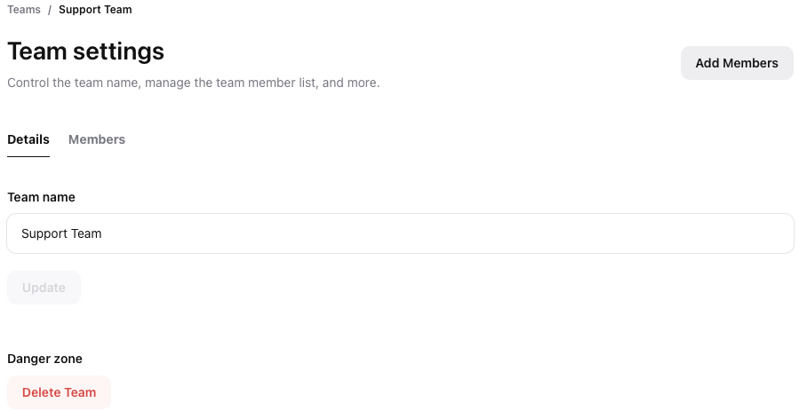 Editing a Team