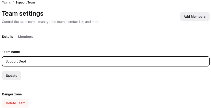 Editing a Team